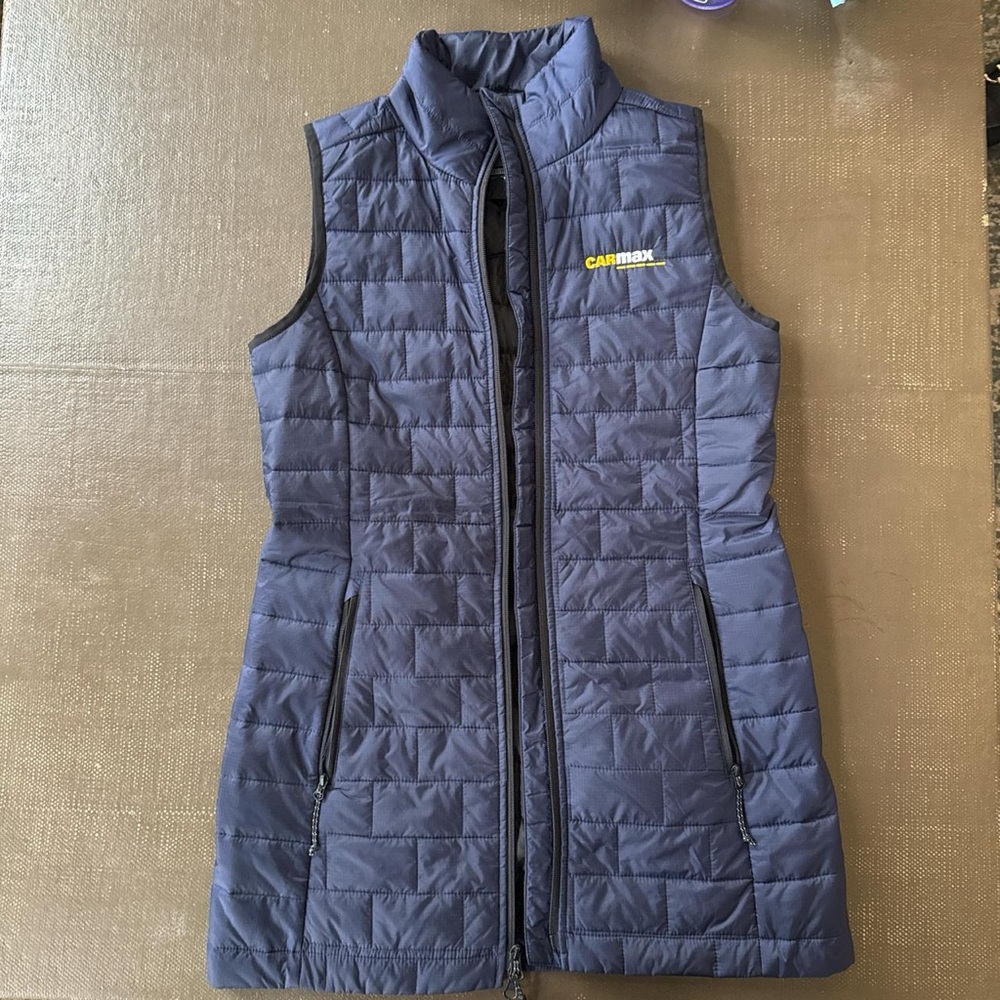 Women's Navy Long Lined, Packable, Quilted Puffer Vest